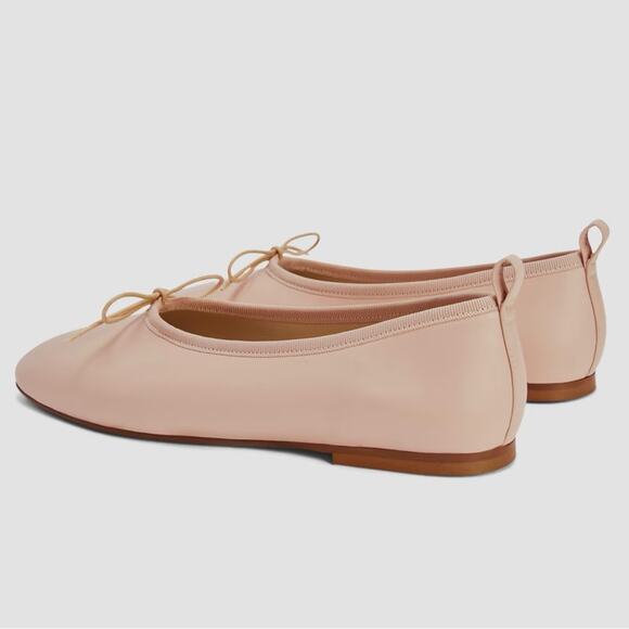 EVERLANE The Italian Leather Day Ballet Flat in Pale Pink Slip On Bow Size 6 - Picture 4 of 11